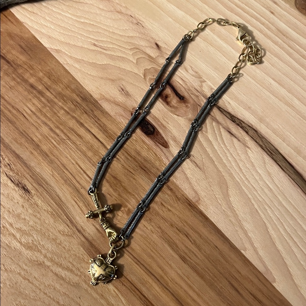 Mixed Metals Heart Pendant Necklace